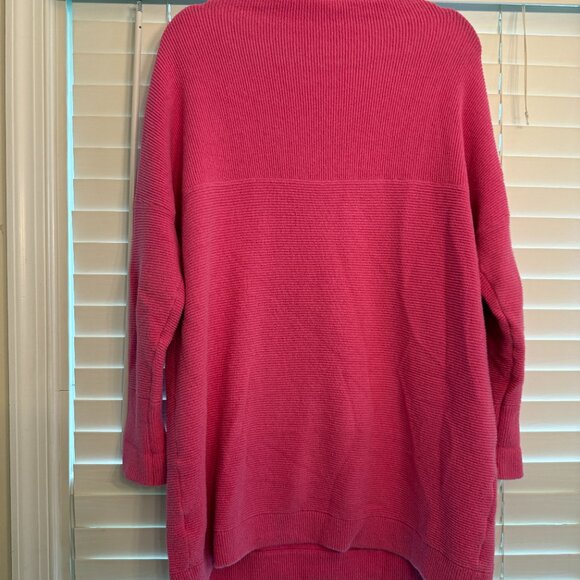 Free People Ottoman Slouchy Ribbed Mock Neck Sweater Tunic Electric Pink (M) - Picture 4 of 4